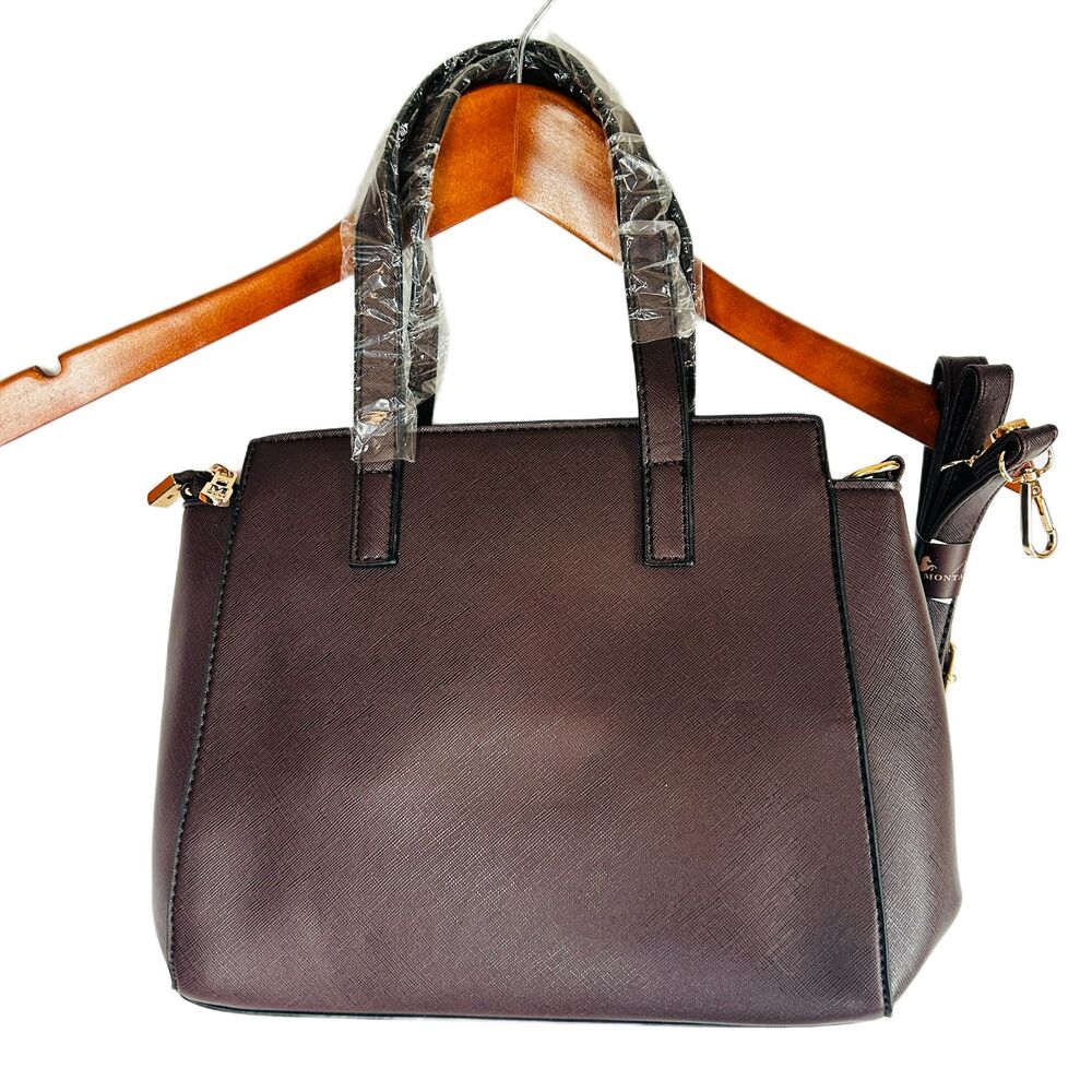 💐 Montana West NEW Crossbody Double Handle Bag Wallet Solid Brown Vegan Leather - Picture 7 of 11